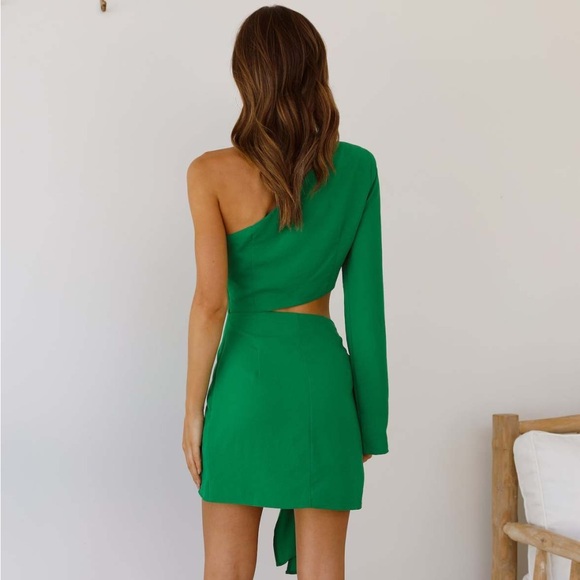 RUNAWAY NAMI MINI DRESS EMERALD GREEN XS - Picture 2 of 4